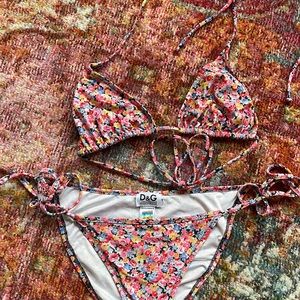 Dolce and Gabbana floral string bikini
